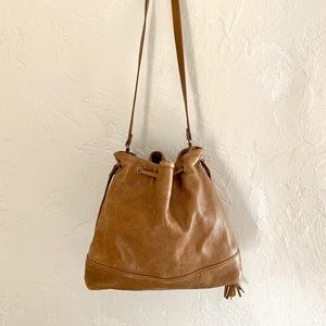 Eileen Fisher brown leather bucket bag
